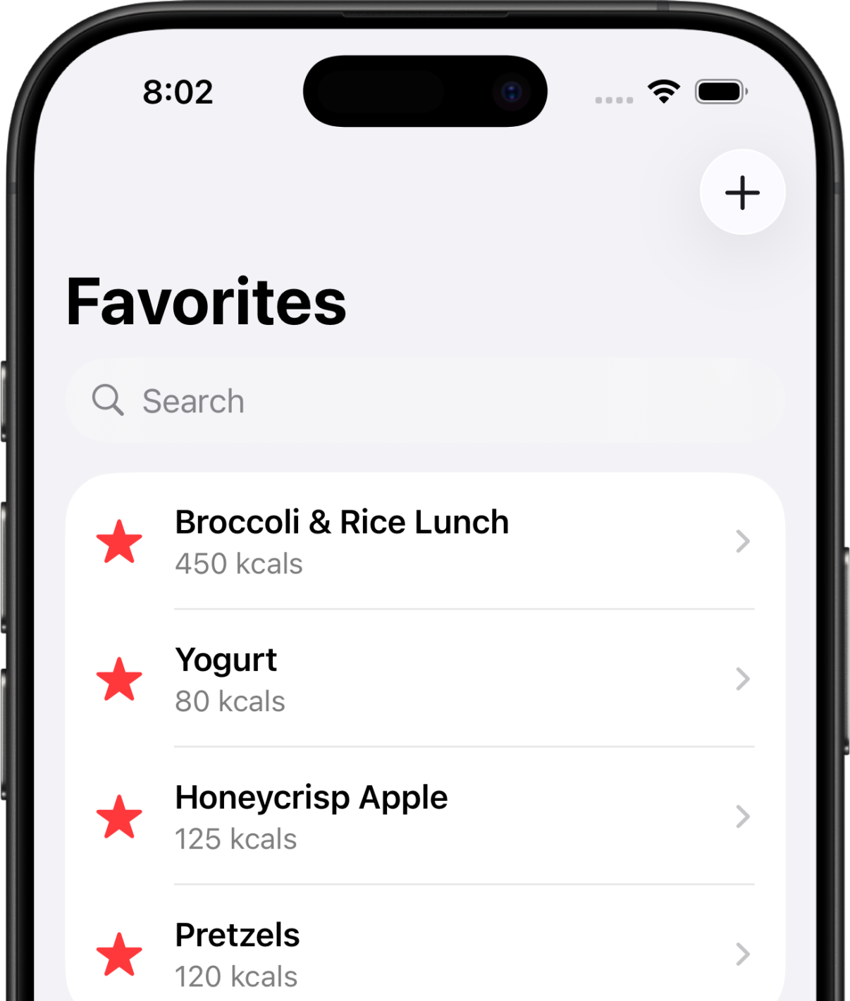 A catalog of favorited items in Cicolator's Favorites view